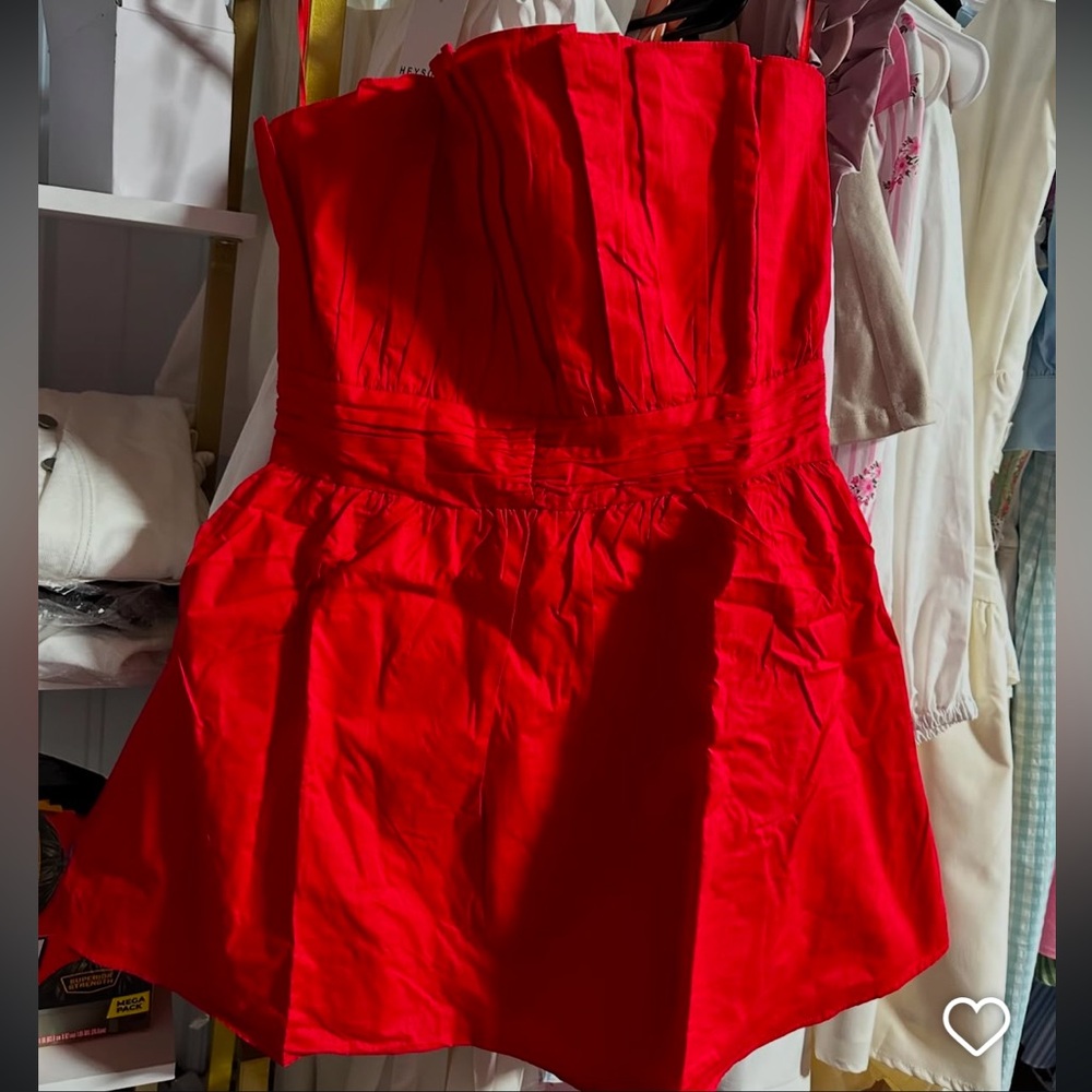 New! Day + Moon Strapless Red Mini Dress